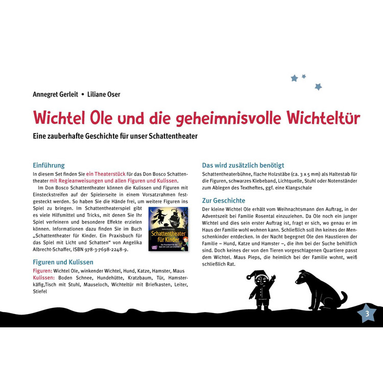 Wichtel Ole und die geheimnisvolle Wichteltür (Spielfiguren für das Schattentheater)